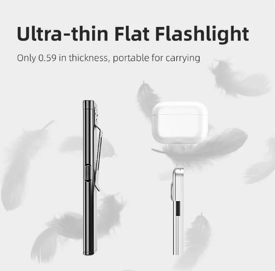 Compact Multi-Mode Pocket LED Flashlight – USB-C Rechargeable, IPX4, Dual Material – Red/Blue Strobe (Police/Emergency Mode)