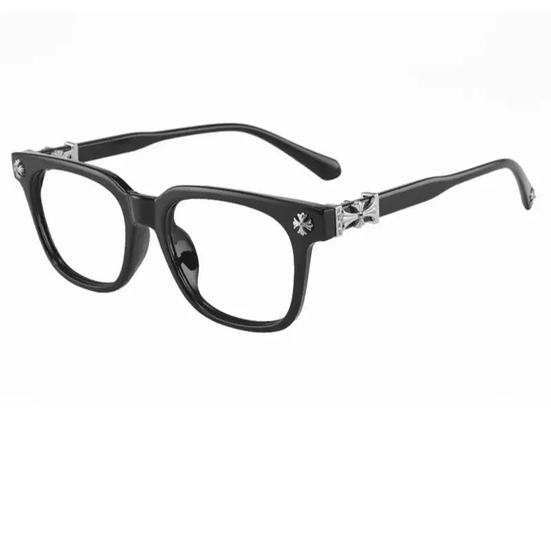 Fashion Square Frame Anti-Blue Light Glasses - Flat Lens, Metal Frame, Versatile Casual Style for All Seasons
