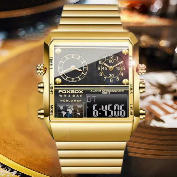 Men's & Women's Square Electronic Watch – 3ATM Waterproof, Outdoor Chronograph, Business Casual Style