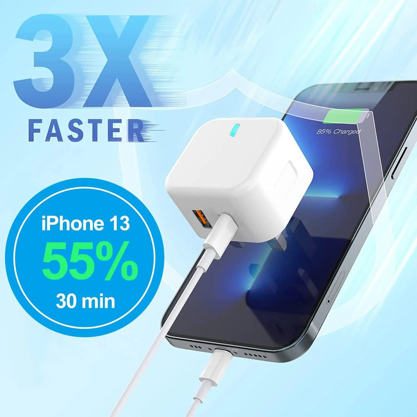 Buy 1 Get 1 Free 20W PD Fast Charging Adapter - Type-C and USB Dual-Port Wall Charger for iPhone and Android