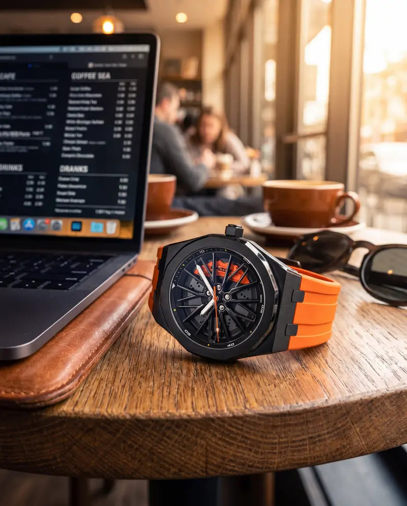 Men's Stainless Steel Sport Watch – Rotating Wheel Spoke Design, Luminous, Waterproof, for Business & Everyday Wear