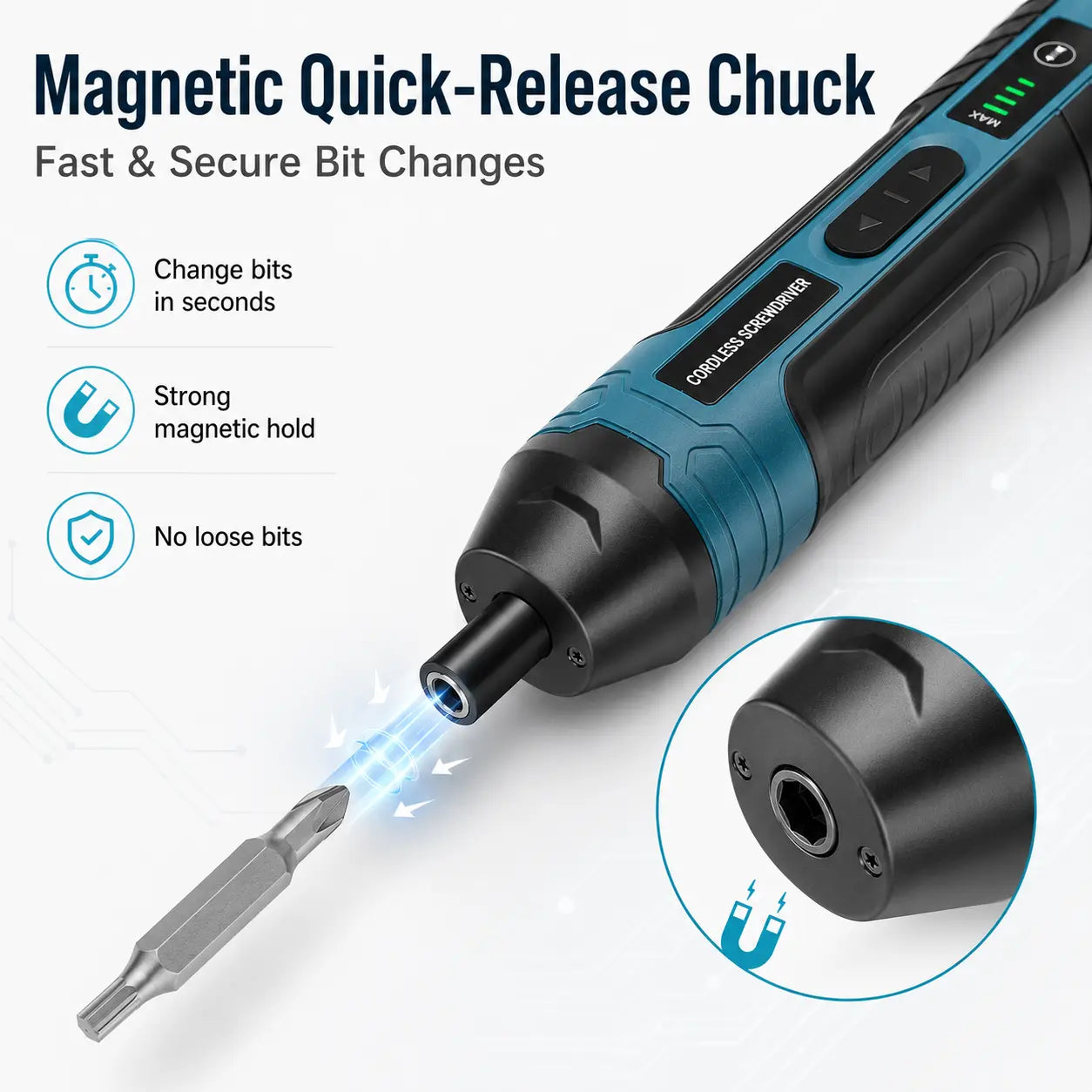 BoltWay 20-in-1 Electric Screwdriver Set - Rechargeable with Magnetic Bits and LED Light for DIY Repair