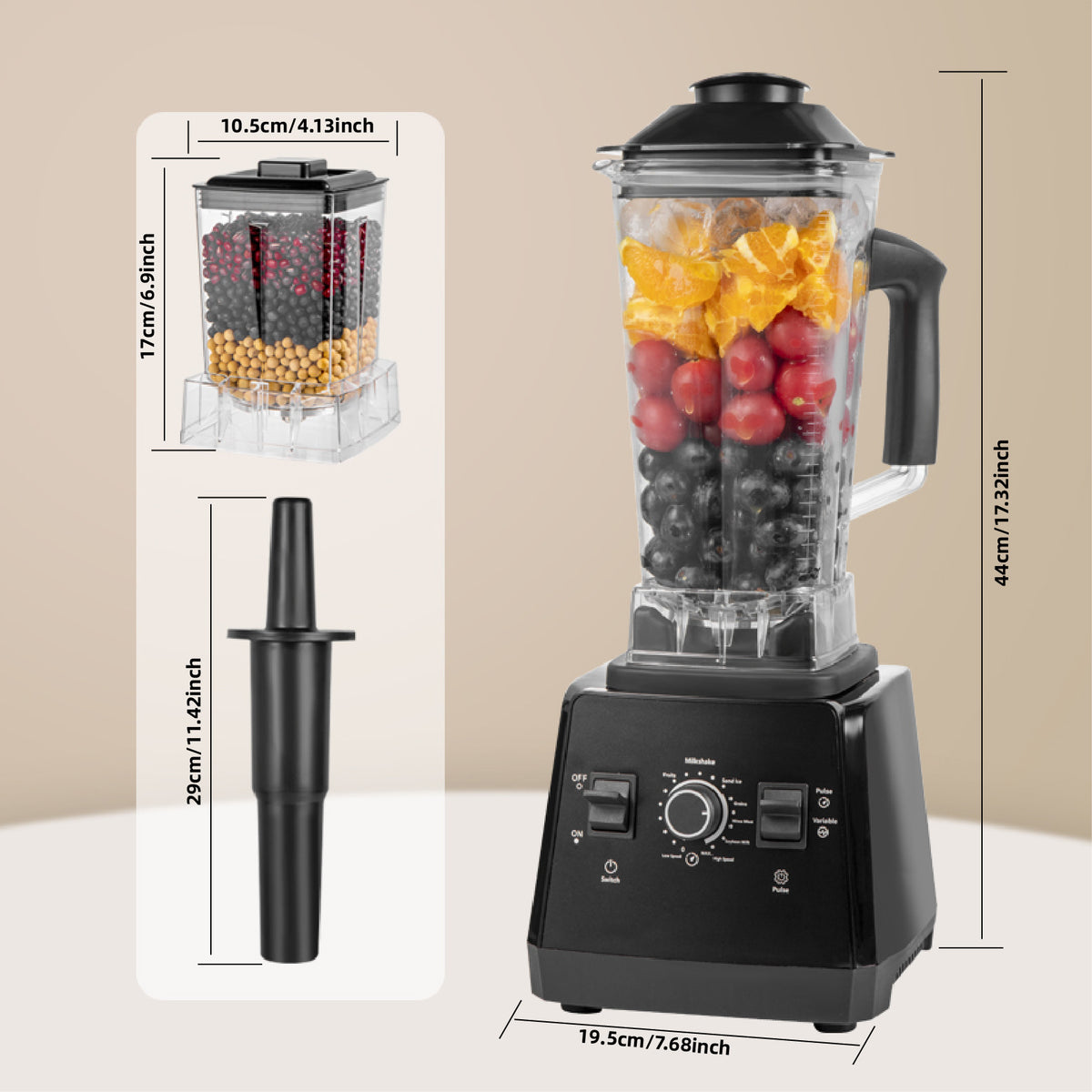Professional Blender with 2 Containers, 68oz Jar, 25000 RPM, 2400W Max Power, Stainless Steel Blade & Tamper for Smoothies, Ice, Coffee & Juice