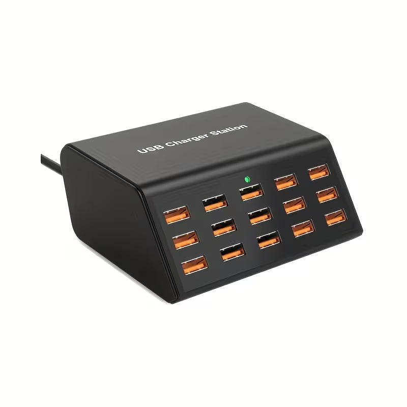 100W Charging Station – 15 USB Ports, Fast & Safe Charging for iPhone, Samsung, Android & Tablets