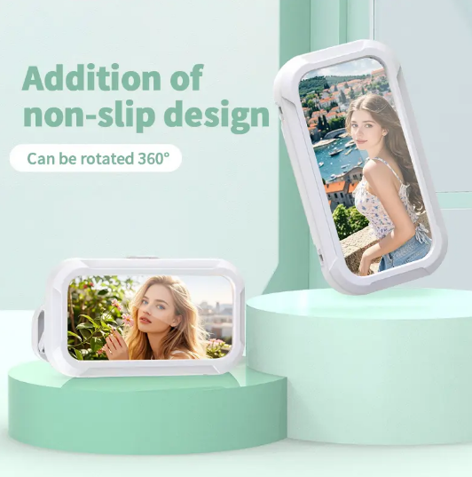 White Waterproof Phone Holder, 360° Rotatable Wall Mount Shower Phone Case, No Drilling Adhesive Mount, Phone Bracket for Bathing or Video Watching
