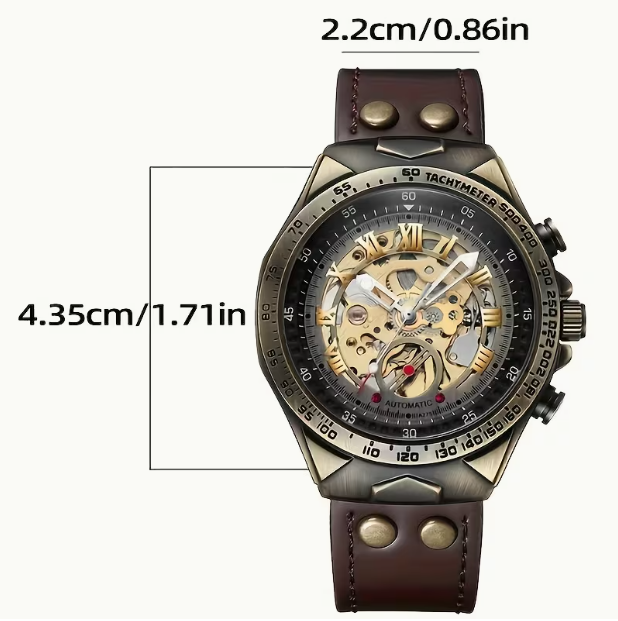 Men's Automatic Skeleton Mechanical Watch – Business & Sport Style, Retro Sci-Fi Design, Elegant Stable Movement