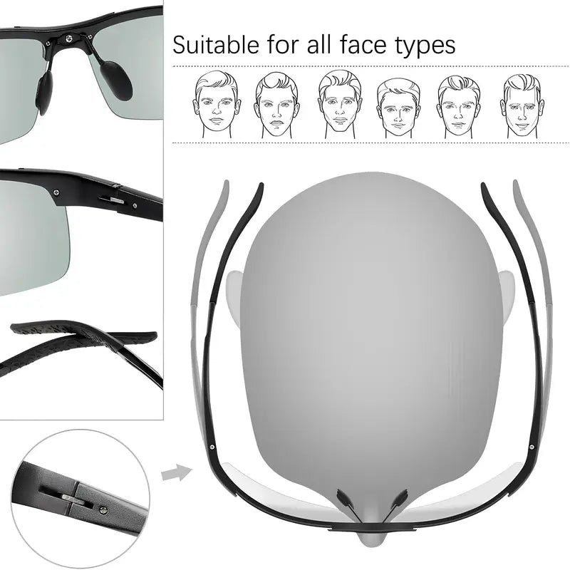 Unisex Ultra-Light Photochromic Polarized Sunglasses for Sports Driving Fishing Daily Wear