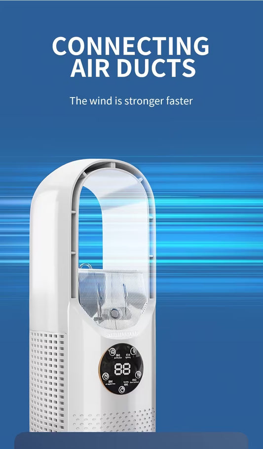 Portable Bladeless Tower Fan – Water Mist Cooling & Timer
