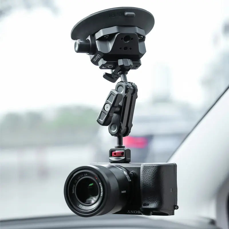 4.5" Vacuum Suction Cup Mount – Pump-Activated, Quick Release NATO Arm, for GoPro, DSLR Cameras – Car, Boat, Windshield Mount