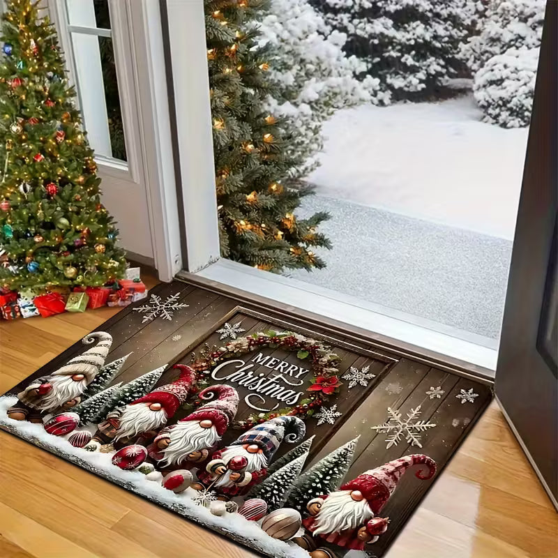 2Pcs Christmas Santa Non-Slip Doormat – Machine Washable for Indoor/Outdoor