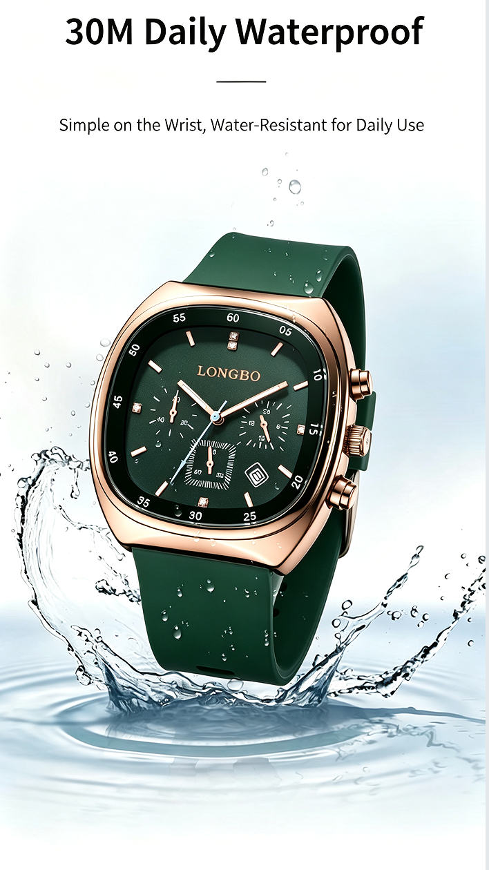 Fashionable Analog Watch, Sporty Waterproof Modern Unisex Open-Face Wristwatch - Luminous Display, Silicone Strap, Adjustable for Daily Wear, Automatic Mechanical with Necklace Bust Jewelry Set for Outdoor Use, Sporty Waterproof Watch