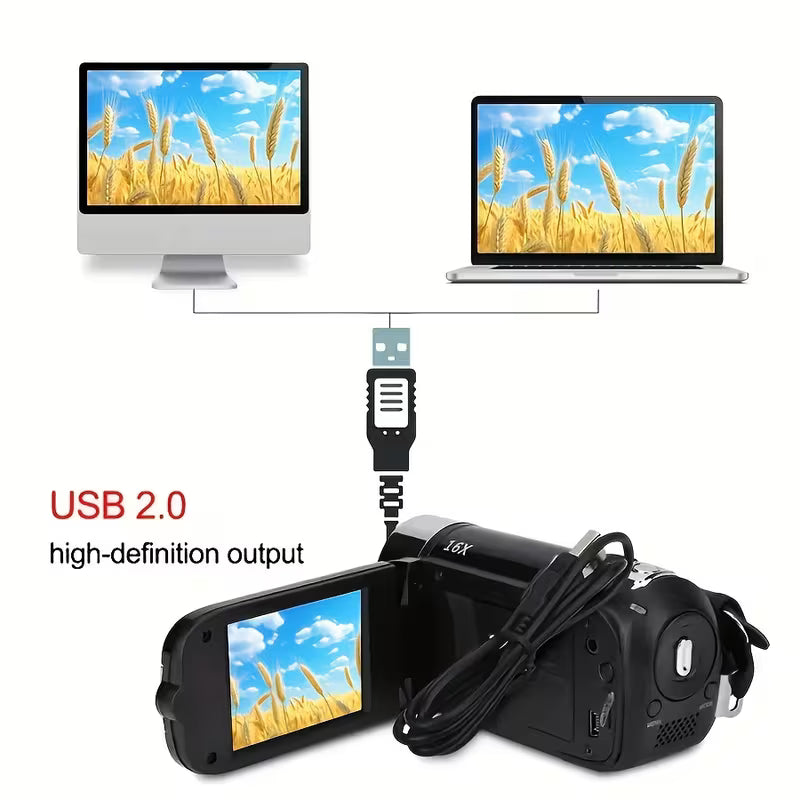 Latest 270° LED Flip Screen Digital Camera, 16x Zoom, 1080P Full HD, 2.7" Display, HD Wide Angle Lens for Outdoor Shooting