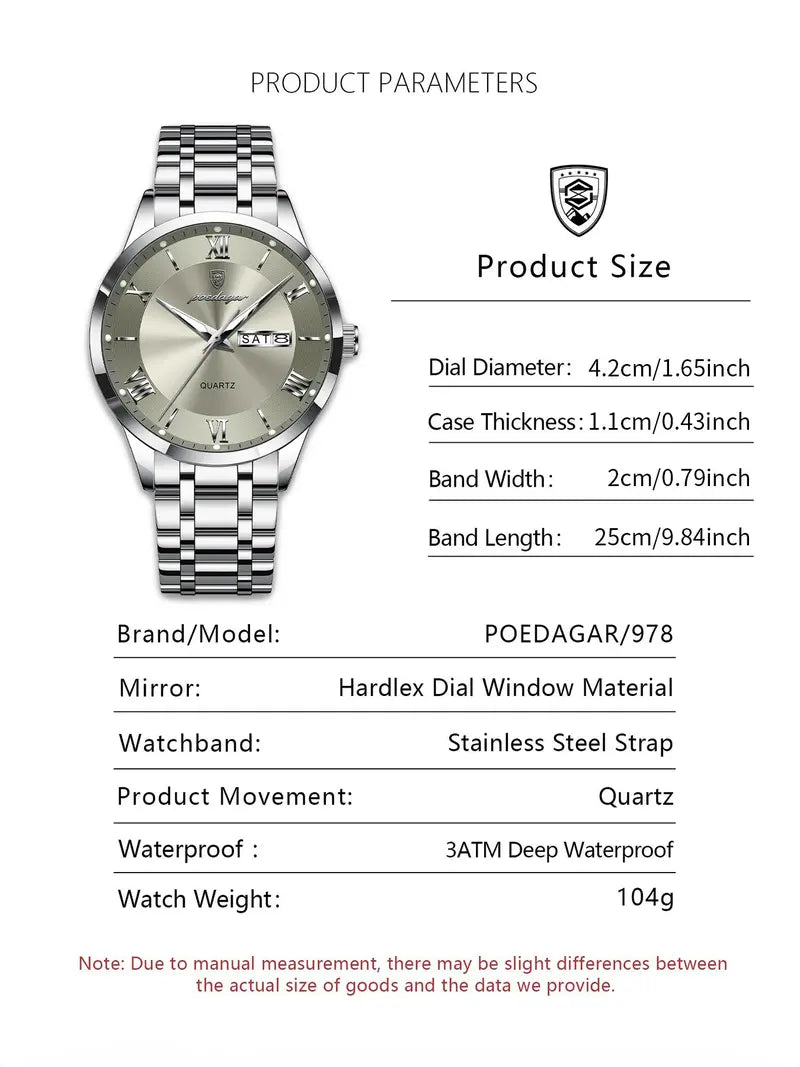 Men's Round Dial Analog Quartz Watch – Business & Party Style, Trendy All-Match, Birthday Gift Idea