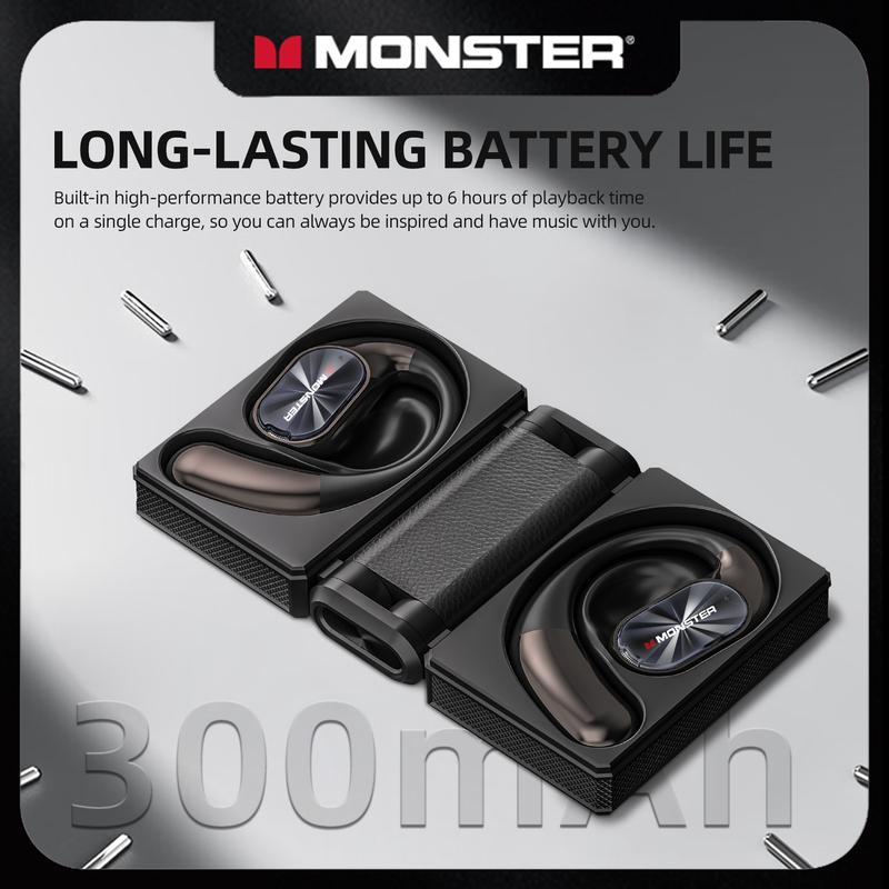 Black Monster Earbuds - Bluetooth with Dual-Fold Design, Noise Isolation - 145H Playtime Wireless Earbuds Bluetooth 6.0, IPX5 Waterproof & Sweatproof Wireless Earbuds, Ideal Traveling Gadgets & Electronic Gifts for Men and Women