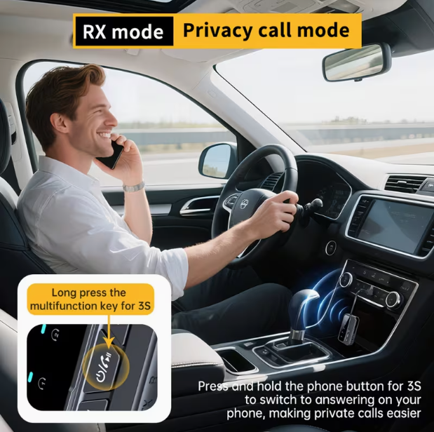 Bluetooth 5.4 Intelligent Audio Adapter – 2-in-1 Transmitter & Receiver, Type-C, Long Battery Life, LED Display, Low Latency, Dual Device Connection, 3-in-1 Data Cable, Grooved Handle, Ultra-Portable