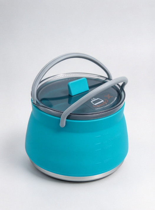 33Oz Collapsible Silicone Kettle – Food-Grade, Ultra-Light & Portable for Camping & Travel