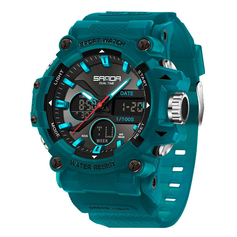 Men's Sporty Waterproof Digital Watch – Round Dial, Mechanical Style, Casual Design, Analog-Digital Display, All-Season Wear, Water Resistant