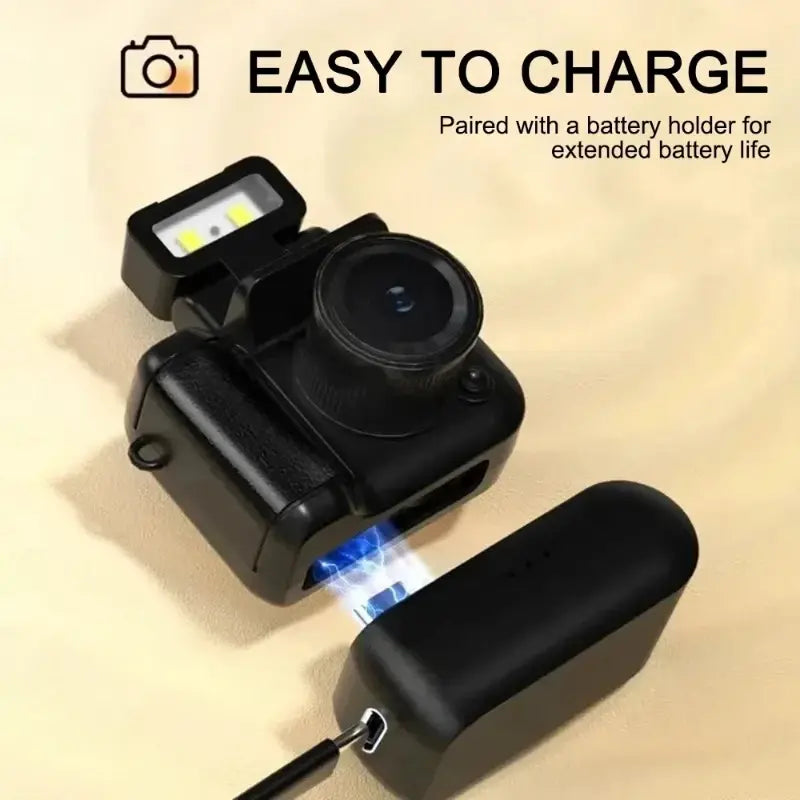 Mini Retro 32GB Camera with Built-in Screen – 1080P HD Video & Photo, Keychain Design, Compact & Rechargeable (Black)