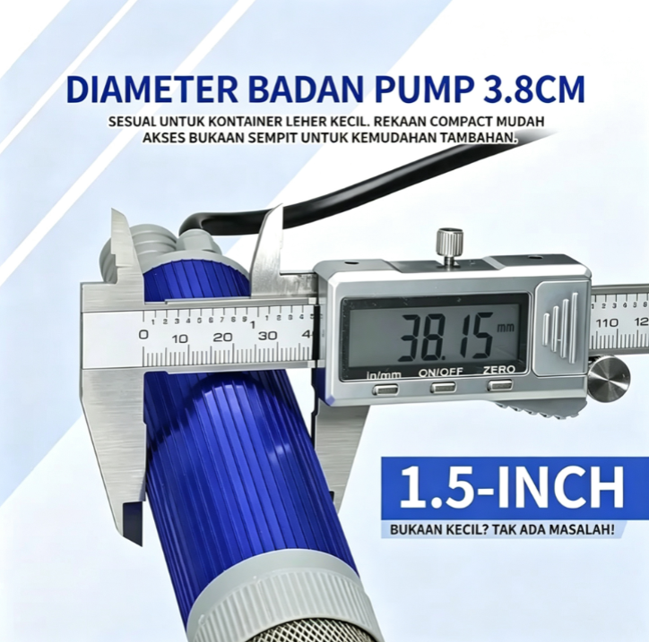 21V Oil and Water Transfer Pump - 3.9cm Outer Diameter, Full Copper Motor, Alloy Shell, for Clean Water and Diesel, 1 Unit