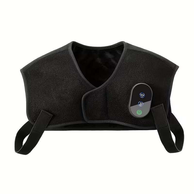 Portable USB Shoulder Massager – Heating & Vibration, 3-Speed Adjustable for Neck & Back