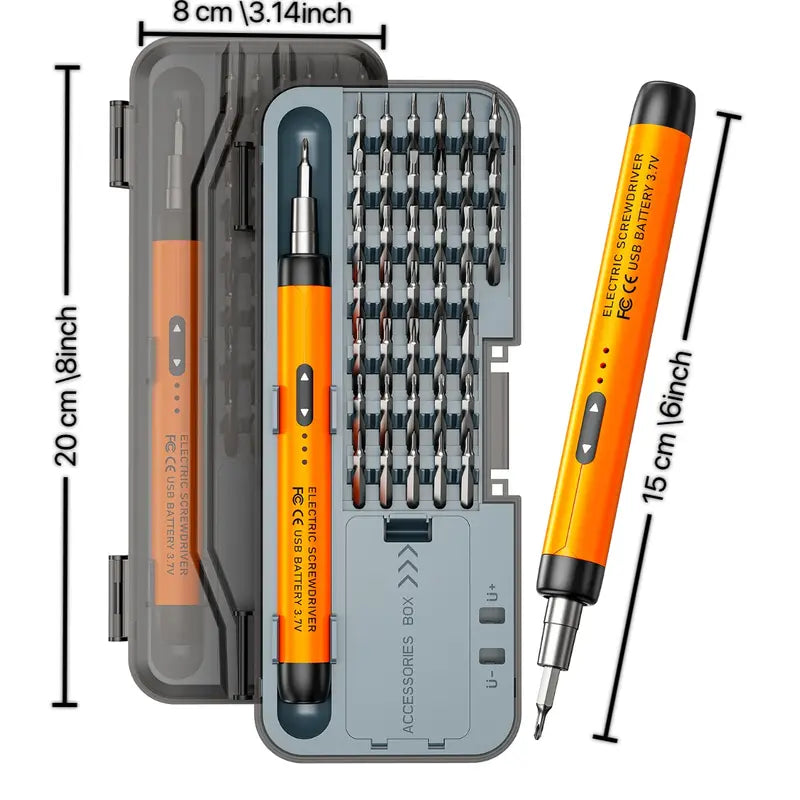 Multifunctional Electric Screwdriver Set with Storage Box – USB Rechargeable, Cordless Power Screwdriver Kit for Home & Office Use
