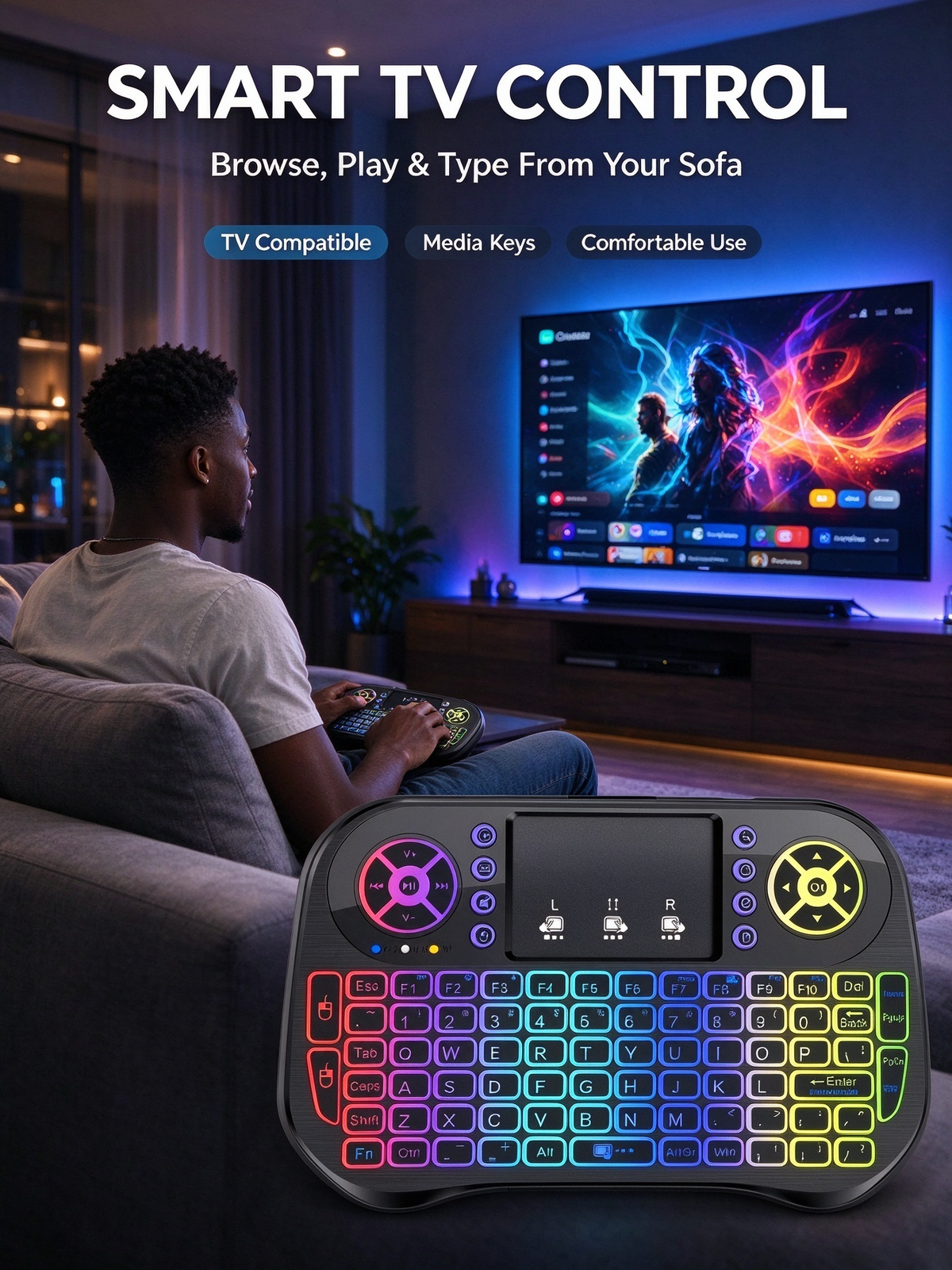 New i8 Mini Wireless Keyboard and Air Mouse Remote - Rechargeable Fly Mouse for TV Box and PC