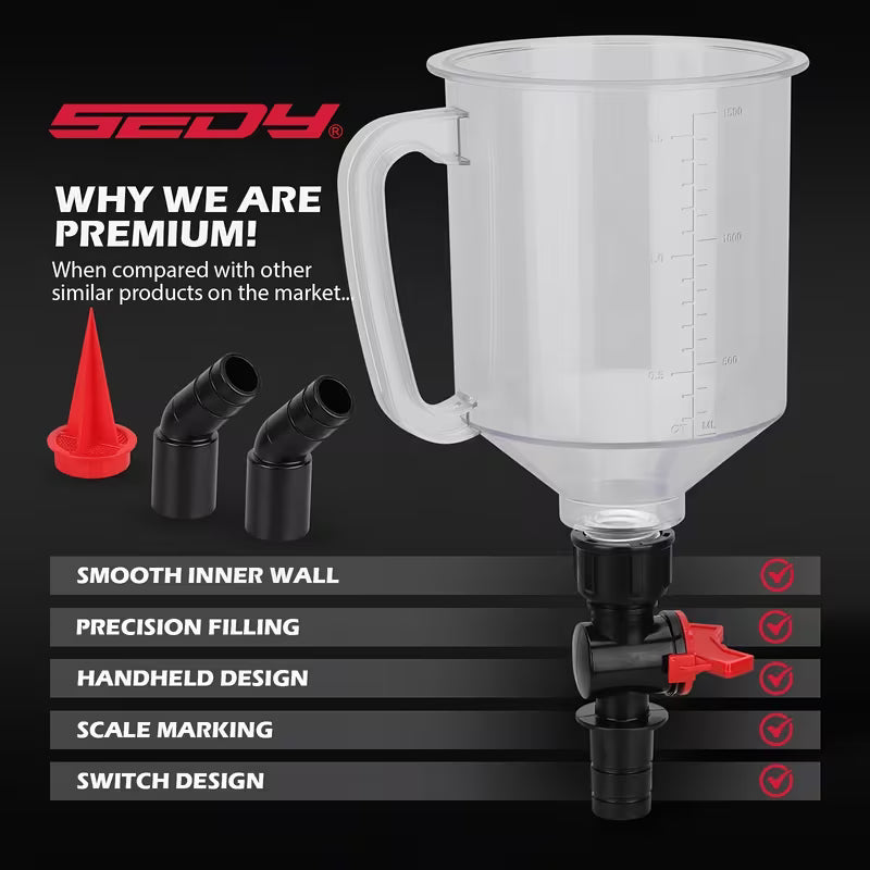 18Pcs Spill-Proof Oil Funnel Kit – 1.59 Qt Funnel with 12 Adapters & Magnetic Storage Hook Tray