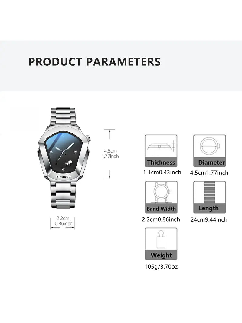 Men's Diamond Alloy Quartz Couple Watch – Analog Display, Modern Trendy Design, Personalized Style for Him