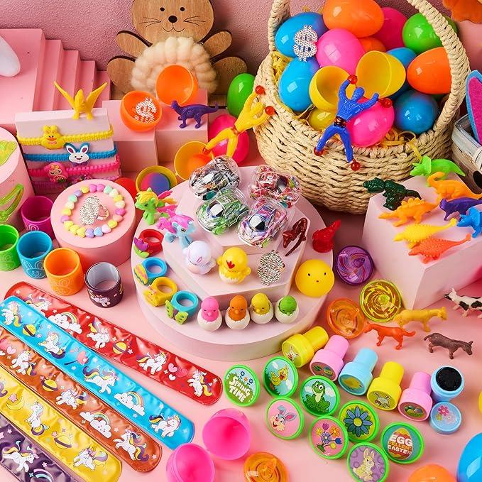 100PCS Prefilled Easter Eggs with Toys for Easter Egg Hunt Party Favors Basket Stuffers Classroom Prizes Kids Outdoor Play