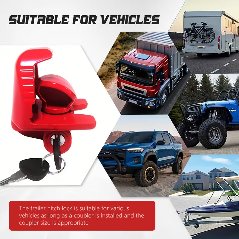 Heavy-Duty Tow Hitch Lock – Universal Adjustable for 1/8", 2-5/16" & 2" Ball Hitches