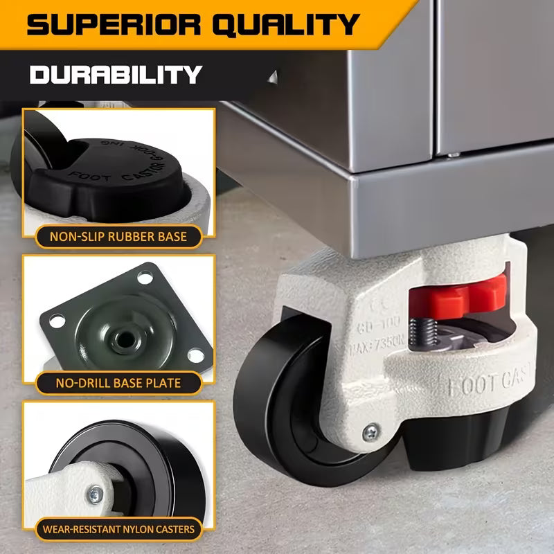 4Pcs Duty Foam Wheels Type 40F – Swivel, Adjustable Balance, 20.87kg Load for Material Handling
