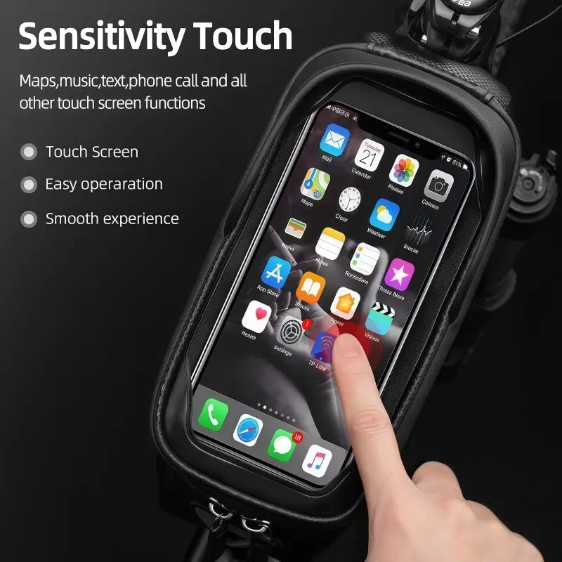 ROCKBROS Bike Bag E-Bike Phone Mount Bag - Water Resistant EVA Top Tube Frame Bag for Phones Under 6.8 Inches