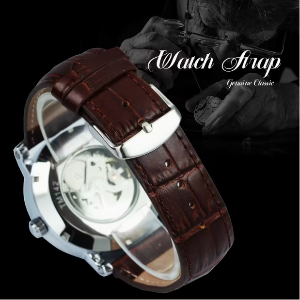 Classic Business Automatic Mechanical Men's Watch – Luminous Hands, Calendar, White Dial, No Battery Required
