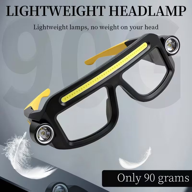 Rechargeable Headlamp with Motion Sensor – COB Floodlight & Spotlight, 4 Modes, USB-C for Running & Camping