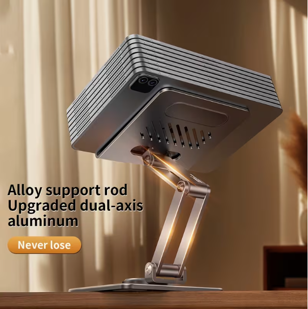 All-Metal Desktop Rotating Tablet & Phone Stand – Adjustable, Foldable, Universal, Compatible with iPad