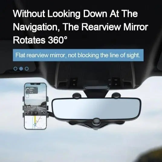 Car Phone Holder for Rearview Mirrors - 360° Rotatable and Retractable, Multifunctional Mobile Phone Mount for Any Vehicle