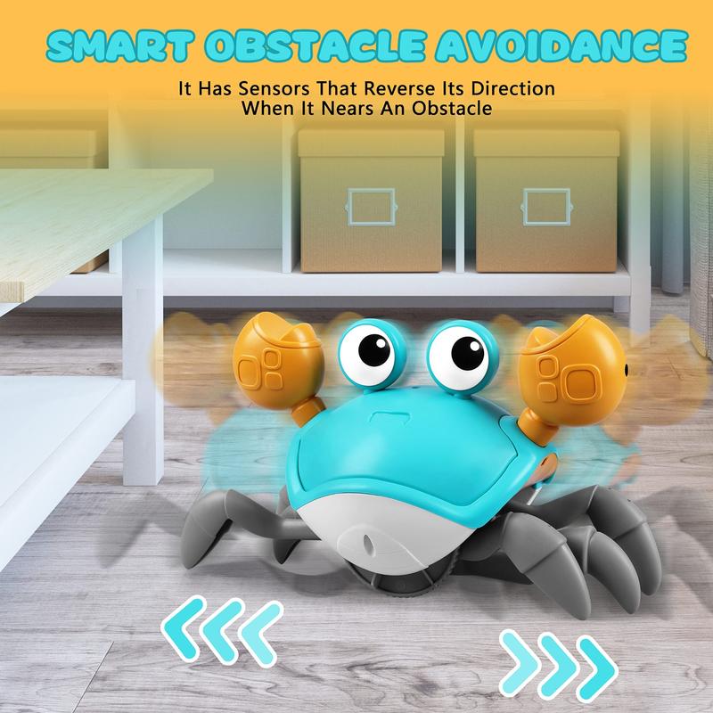 Electric Crawling Crab Design Toy, Automatic Avoidance Walking Sensory Toy with Music & Light, Interactive Musical Toy, Fidget Toys, Birthday Gifts