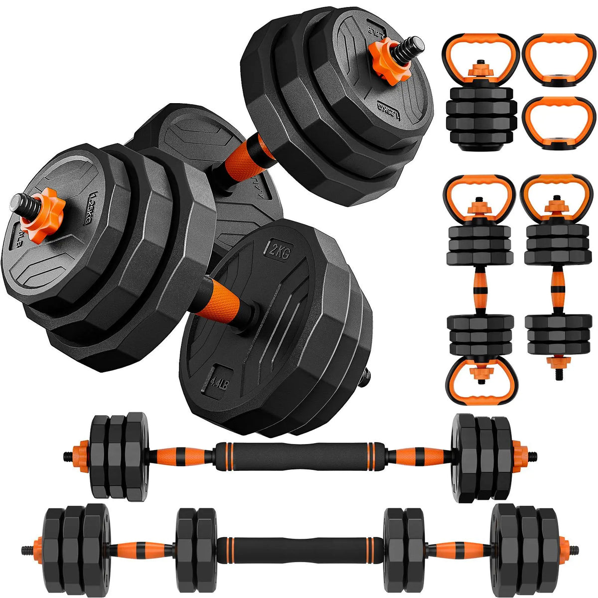 Adjustable Dumbbell Set, 44/66/88 lbs Weight Set Use as Dumbbell, Barbell, Kettlebell and Push-up Pesas Para Ejercicios en Casa, Christmas gift idea Msulti-functional Fitness Exercise Equipment for Home Gym，SummerVibes
