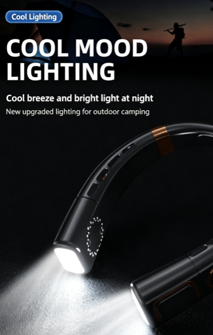 Wearable Neck Fan, Ice Ceramic 1s Instant Cooling, Up To 36H Playtime, 5 Wind Speed Adjustment, LED Power & Gear Display, 360° Omnidirectional Airflow, Low-Noise Motor, Type-C Fast Charging, Ambient Lighting for Camping Travel Outdoor Work