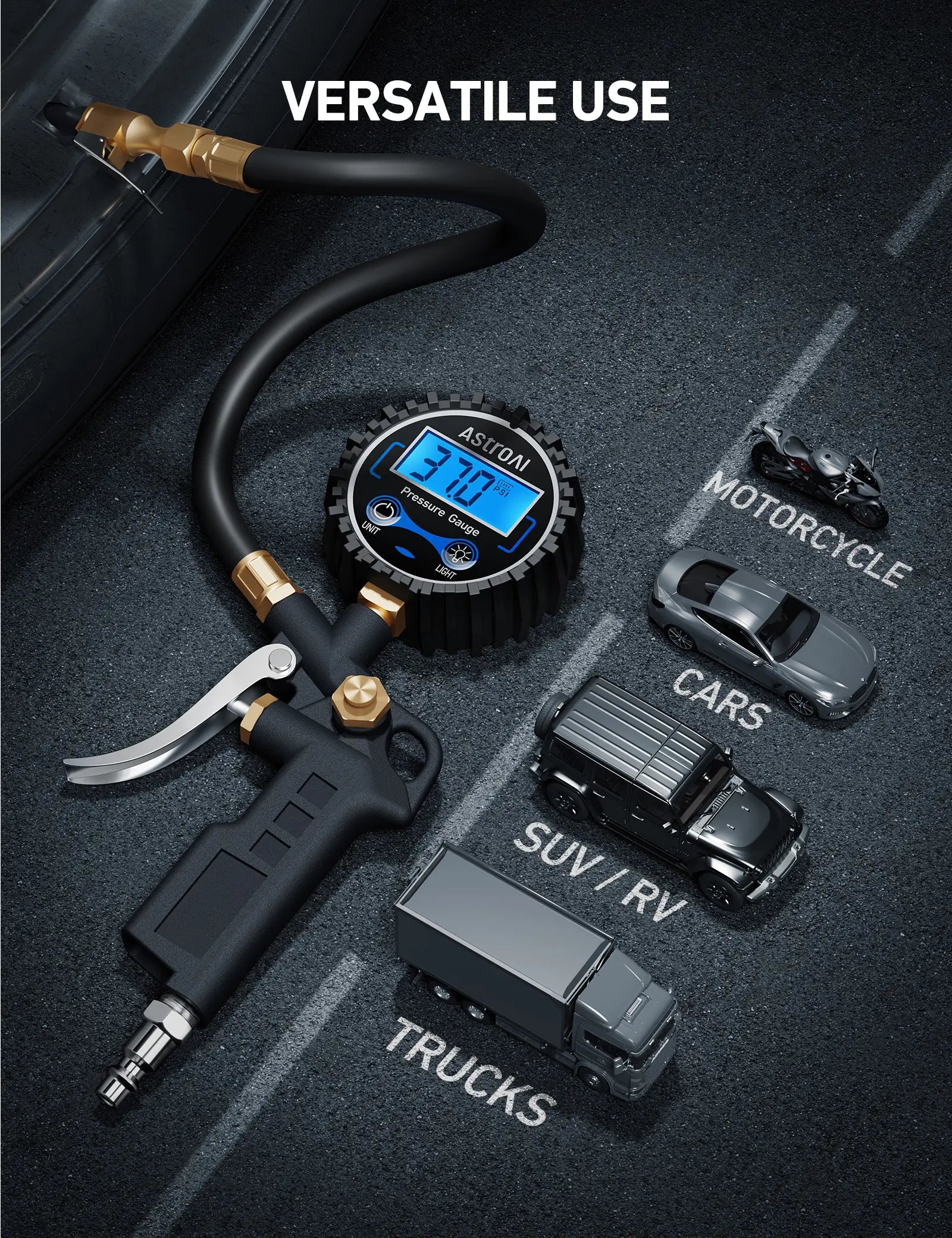AstroAI Digital Tire Pressure Gauge with Inflator 250 PSI Air Chuck & Compressor Accessories Accuracy Measurement Durable Brass Components Automotive Vehicle Tool, Car Tire Inflator, Tire Inflator Tool dealsforyoudays image 7