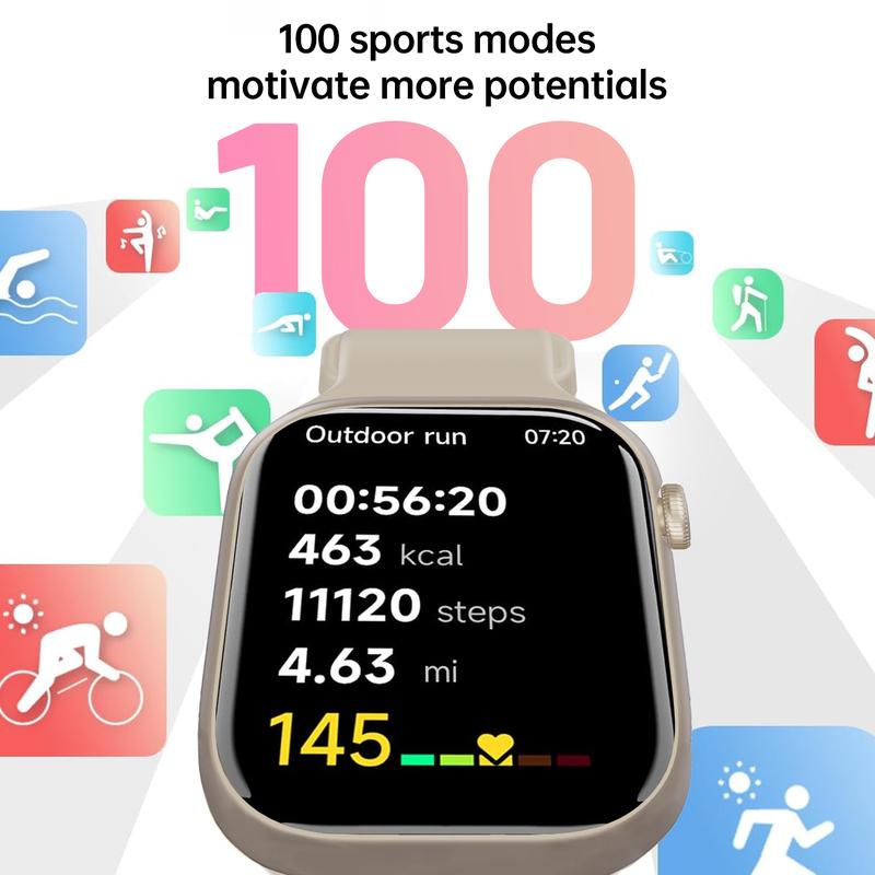 New 2.04" Fashion Touch Screen Smart Watch, Multifunctional Men Women's Smartwatch with Call Function, Fall Activity Tracker