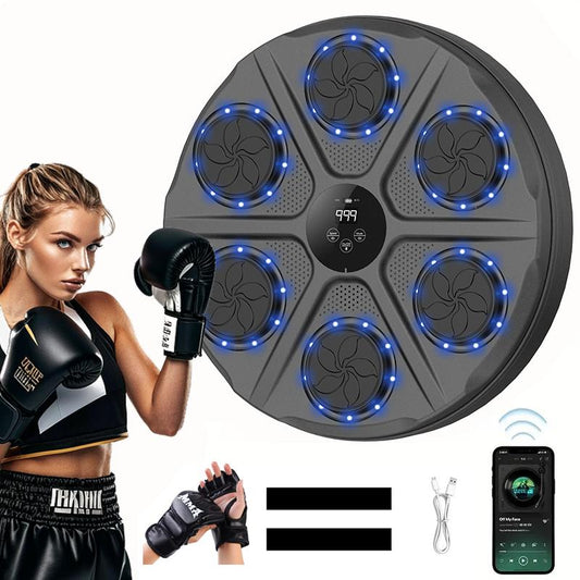 Music Boxing Six-Target Training Machine with Gloves - Wall Mount Fun Fitness for Kids,Music Boxing Machine， Wall Mount Boxing Machine - Smart Fun Fitness Gear for All Ages,Interactive Boxing Trainer - Enhance Workout Fun with Free Boxing Gloves