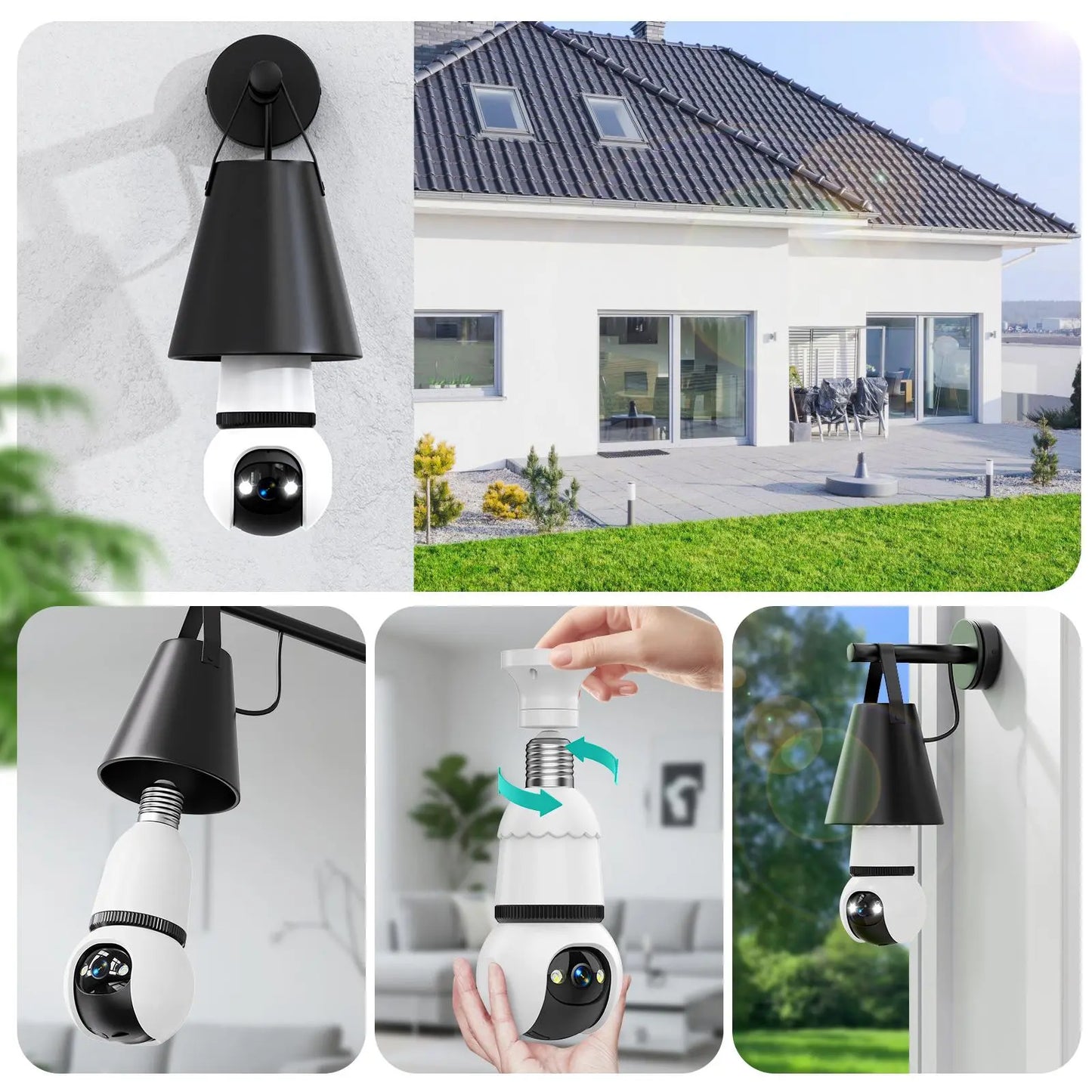 📹 Cash on Delivery ✈ Hawkray Socket-Mounted Light Bulb Cord Security Camera Tech Gadgets, 5G & 2.4GHz Wireless Indoor/Outdoor Home Camera, 360° Remote Viewing, Night Vision, Motion Detection, Real-Time Alerts, Audio, Easy Installation