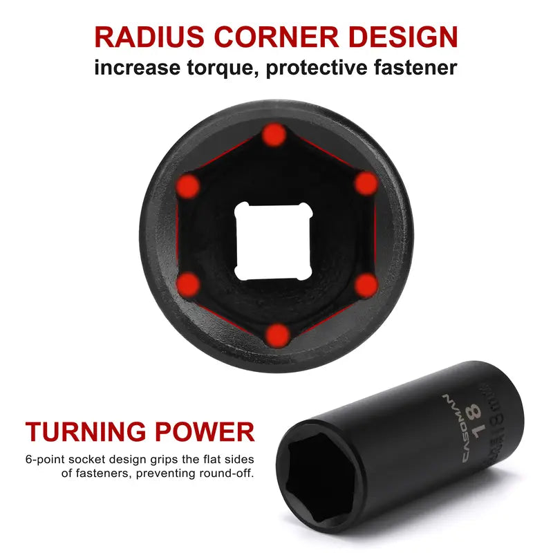 49-Piece 3/8" Drive Impact Socket Set SAE/Metric 6 Point CR-V Steel Includes Extension Bar Adapter & Universal Joint Tool #TikTokShopBacktoSchool - Hex Wrenches