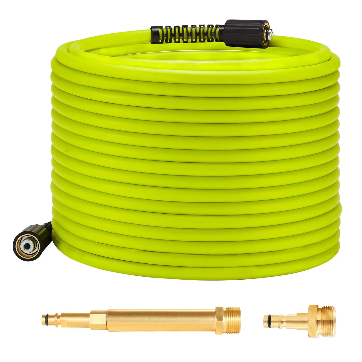 M MINGLE Car High Pressure Cleaning Hose 50-Feet with 1/4 Inch Plug M22 Connector & 2 Adapters Heavy Duty Car Wash Hose
