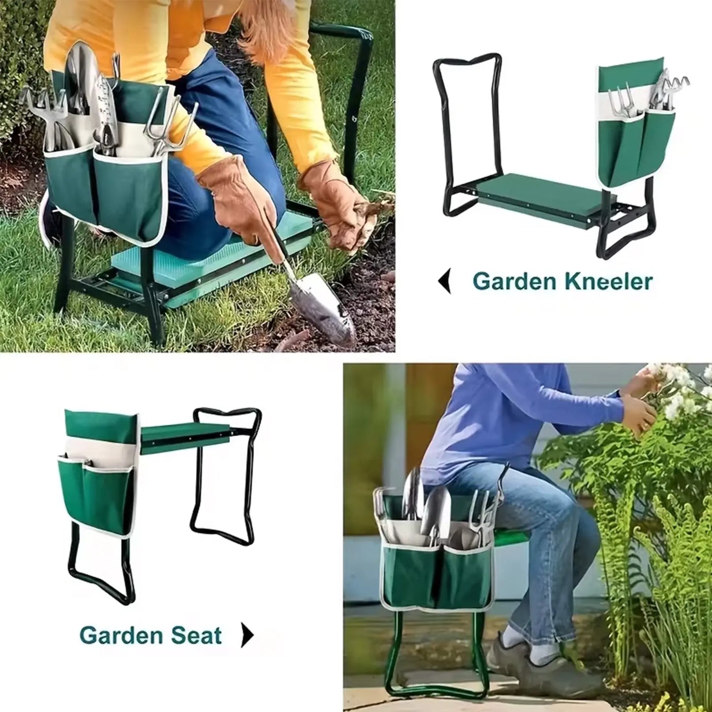 Upgraded Garden Kneeler and Seat with Thicken & Widen Soft Kneeling Pad,Heavy Duty Foldable Gardener Stool with Tool Pouches,Gardening Gifts for Women Mom Men Seniors¡... image 4