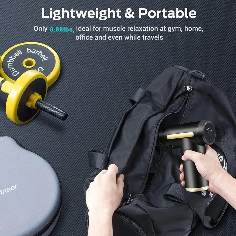 Home portable USB rechargeable 6-speed body massage gun, adjustable multifunctional body fascia gun . Perfect for muscle recovery, neck & back pain relief, and post-workout relaxation; 4 replaceable heads; Ultra-quiet brushless motor, black