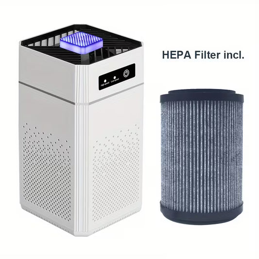 Portable Negative‑Ion Air Purifier with HEPA Filter, USB Charging Cable Included, Remove Dust & Odor, Air Flow 51‑150m³/h, Durable Plastic Housing