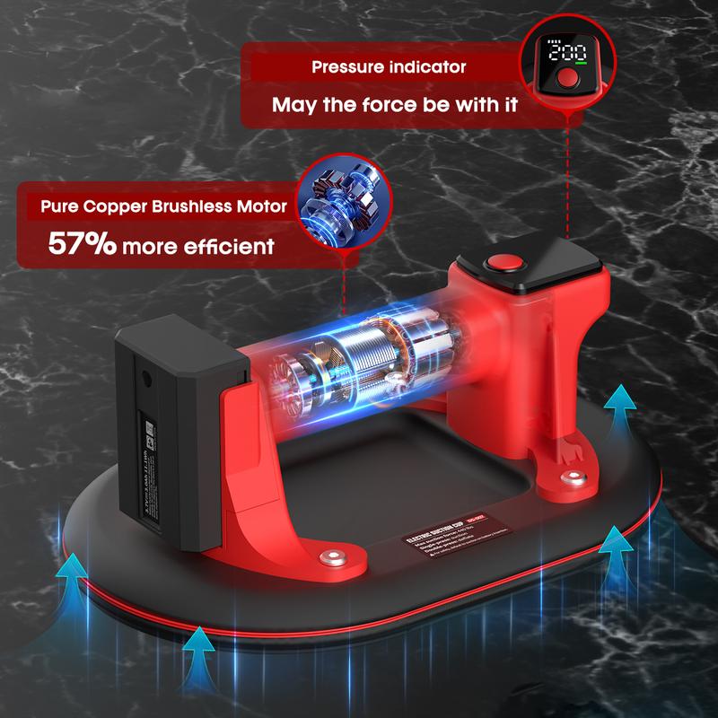 Tile Lifter, Two Battery packs. Electric Vacuum Suction Cup For Tiles, Stone, Wood, Glass, Concrete Pavers, Drywall. Lifts up to 440lbs