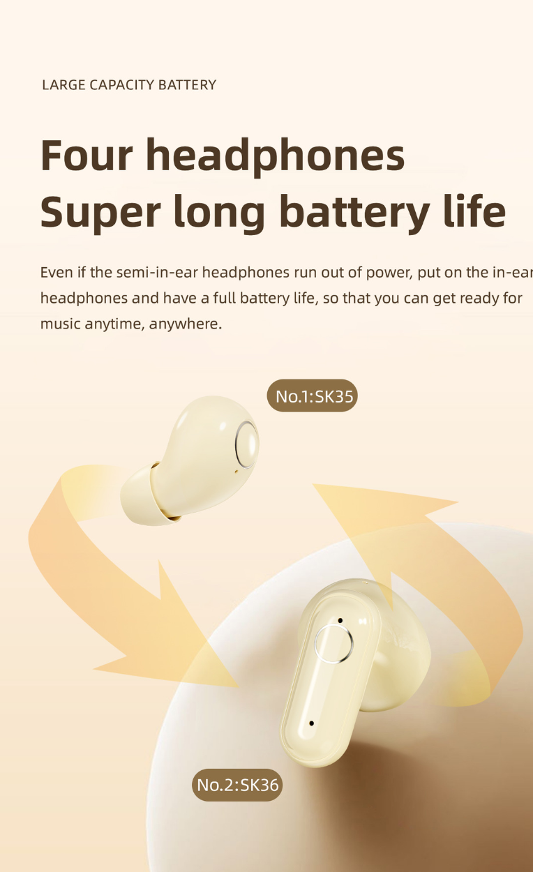 【2 pairs of headphones】Wireless Bluetooth Headphones，Tiny Size Invisible Earbuds，Waterproof Headsets，With Mic，Sleep and Sports Earphones Set, 2 Pairs, Mini and Short Handle Design，for Work Sport Sleeping